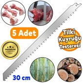 5 Adet Tilki Kuyruğu Kılıç Et Kemik Kesme Testeresi Paslanmaz Çelik Bıçak Bıçağı Ağzı Ucu 30 cm thumbnail 1