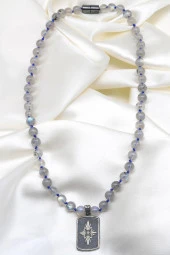 Labradorit Doğal Taş Özel Tasarım 925 Ayar Gümüş Kolye thumbnail 1