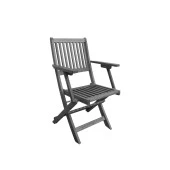 T. Concept Ahşap Kollu Katlanır Bahçe Sandalyesi Gri thumbnail 1