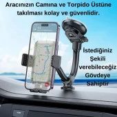 Polham Vakumlu Torpido Üstü ve Cam için Telefon Tutucu, Akrobatik Süper Vantuzlu Universal Tutucu - 2