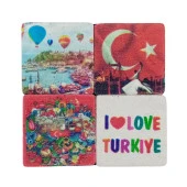 Türkiye Temalı Dörtlü Taş Magnet thumbnail 1