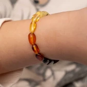 Lucky Life 925 Ayar Gumuss Bebek Damla Kehribar Bileklik - 5