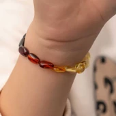 Lucky Life 925 Ayar Gumuss Bebek Damla Kehribar Bileklik - 6