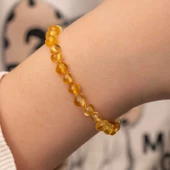 Lucky Life 925 Ayar Gumuss Bebek Damla Kehribar Bileklik - 3