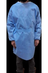 cengizgrup Tek Kullanımlık Tela Hasta Önlüğü Uzun Kollu 50gr Tela L 10 Adet thumbnail 1