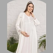 Limissi 4203 MAVİ Melisa Penye Hamile Lohusa Gecelik Sabahlık thumbnail 3