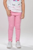 Kız Çocuk Unicorn Baskılı Tişört Boncuk İşlemeli Pembe Pantolon Alt Üst Takım - 3