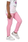 Kız Çocuk Unicorn Baskılı Tişört Boncuk İşlemeli Pembe Pantolon Alt Üst Takım - 6