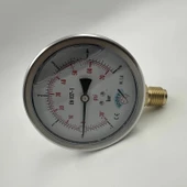Manometre Gliserinli Alttan Çıkışlı Q100 - 0 - 1 + 5 Bar 1/2 - 3