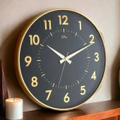 Dekoratif Duvar Saati Gold Renk Siyah - 1