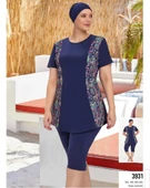 Adasea 3931 Battal  Koyu Lacivert Lycralı Yarı Kapalı Havuz Mayo thumbnail 4