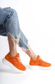 Kadın Kalın Taban File Detaylı Bağcıklı Rahat Spor Ayakkabı Sneaker - 2