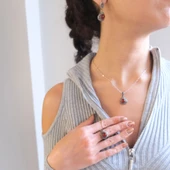 925 Ayar Akik Taşlı Gümüş Set GSET-104 thumbnail 2