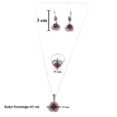 925 Ayar Akik Taşlı Gümüş Set GSET-104 thumbnail 4