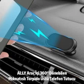 Zhltools Araç İçi 360 Derece Dönebilen Mıknatıslı Torpido Üstü Telefon Tutucu Siyah thumbnail 2