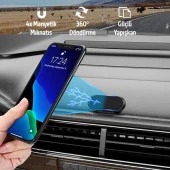 Zhltools Araç İçi 360 Derece Dönebilen Mıknatıslı Torpido Üstü Telefon Tutucu Siyah thumbnail 3