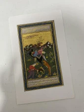 Vahşi Doğa Mücadelesi Adlı El Yapımı Minyatür Resim 21x12 cm thumbnail 2