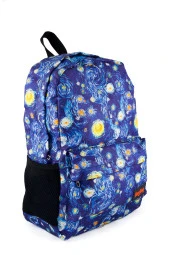 Van Gogh Yıldızlı Gece Desenli Dijital Baskılı Unisex Günlük Kullanım ve Okul Sırt Çantası - 1
