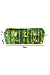 Bambu Panda Desenli Yeşil Kalemlik Fermuarlı Makyaj Çantası - 3
