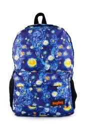 Van Gogh Yıldızlı Gece Desenli Dijital Baskılı Unisex Günlük Kullanım ve Okul Sırt Çantası - 2