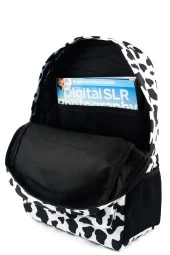 İnek Dana Desenli Damalı Dijital Baskılı Unisex Günlük Kullanım ve Okul Sırt Çantası - 6