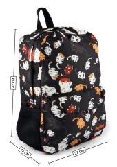 Kedi Desenli Dijital Baskılı Unisex Günlük Kullanım ve Okul Sırt Çantası - 7