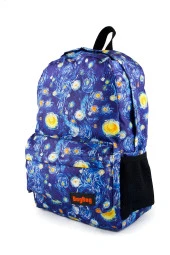 Van Gogh Yıldızlı Gece Desenli Dijital Baskılı Unisex Günlük Kullanım ve Okul Sırt Çantası - 3