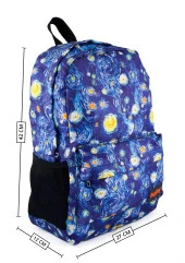 Van Gogh Yıldızlı Gece Desenli Dijital Baskılı Unisex Günlük Kullanım ve Okul Sırt Çantası - 8