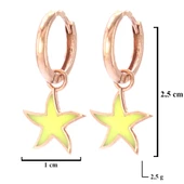 Sarı Renkli Yıldız Model Rose Gümüş Küpe GKP-104 thumbnail 5