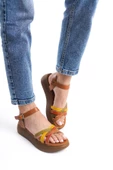 Kadın Hakiki Deri Çok Renkli Rahat Kalın Taban Sandalet thumbnail 3