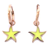 Sarı Renkli Yıldız Model Rose Gümüş Küpe GKP-104 thumbnail 1