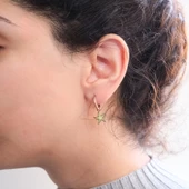 Sarı Renkli Yıldız Model Rose Gümüş Küpe GKP-104 thumbnail 2