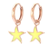 Sarı Renkli Yıldız Model Rose Gümüş Küpe GKP-104 thumbnail 4