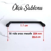 Defne 224 mm Siyah Kulp Mobilya Mutfak Çekmece Dolap Dolabı Kapak Kulbu Kulpları Kulpu Metal 22.4 mm - 3