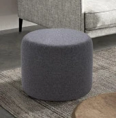 Konfor Yuvarlak Puf Gri Kırçıl Kumaş Salon Yatak Odası Çok Amaçlı - 2