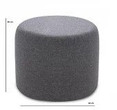 Konfor Yuvarlak Puf Gri Kırçıl Kumaş Salon Yatak Odası Çok Amaçlı - 4