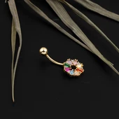 14 Ayar Renkli Taşlı Altın Göbek Piercing thumbnail 2