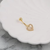 Kalp 14 Ayar Altın Kadın Göbek Piercing - 3