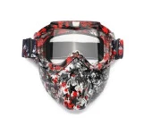 Tex 710 Jet Maske Bisiklet Motosiklet Kayak Çok Amaçlı Maske Şeffaf Camlı Gözlük Kırmızı - 1