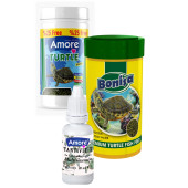 Amore Turtle Green Sticks 125 + 250 ml Bonisa Su Kaplumbağası Yemi ve Vitamini 3lü Set - 1