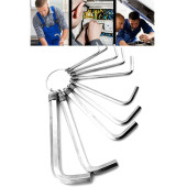 REAL ÖZS 10 Parça Çelik Alyan Seti Kısa Düz Köşe Alyan Anahtar Takımı - 2