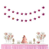 Yıldız Süs 3 Boyutlu Sıralı Pembe 150 cm 2 li - 1