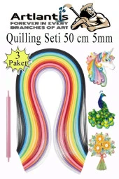 Quilling Seti 5 mm İnce 3 Paket Quling Kağıt Katlama Kıvırma Sanatı Telkari Kuiling Karışık Renkli - 1