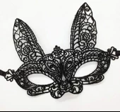 Siyah Renk Dantel Kesim Dantel İşlemeli Balo Parti Maskesi 7 No thumbnail 2