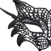 Siyah Renk Kedi Model Dantel İşleme Parti Maskesi 8 No thumbnail 2