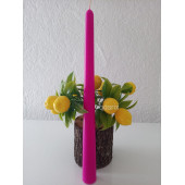 qosrix Pembe Fuşya Şamdan Mumu 1. Kalite Doğal Kokulu Uzun Çubuk Konik Mum Dekoratif 1 Adet thumbnail 3