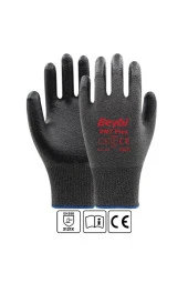 Beybi Pn7 Flex 9 Beden Nitril Kaplı Naylon Örme Eldiven 12li Paket Gri-Siyah  EN388 (3121X) - 1