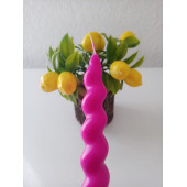 qosrix Pembe Fuşya İtalyan Burgulu Şamdan Mumu Doğal Kokulu Uzun Çubuk Konik Burgu Spiral Mum Dekoratif 1 Adet - 3