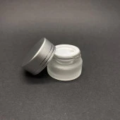 5 cc Buzlu Cam Krem Kavanoz  - Gümüş Kapaklı İç Contalı - 5ml Buzlu Cam Krem Kavanoz  x 10 Adet - 1