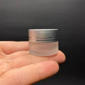 5 cc Buzlu Cam Krem Kavanoz  - Gümüş Kapaklı İç Contalı - 5ml Buzlu Cam Krem Kavanoz  x 10 Adet - 4